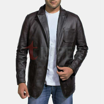 Men Leather Blazer